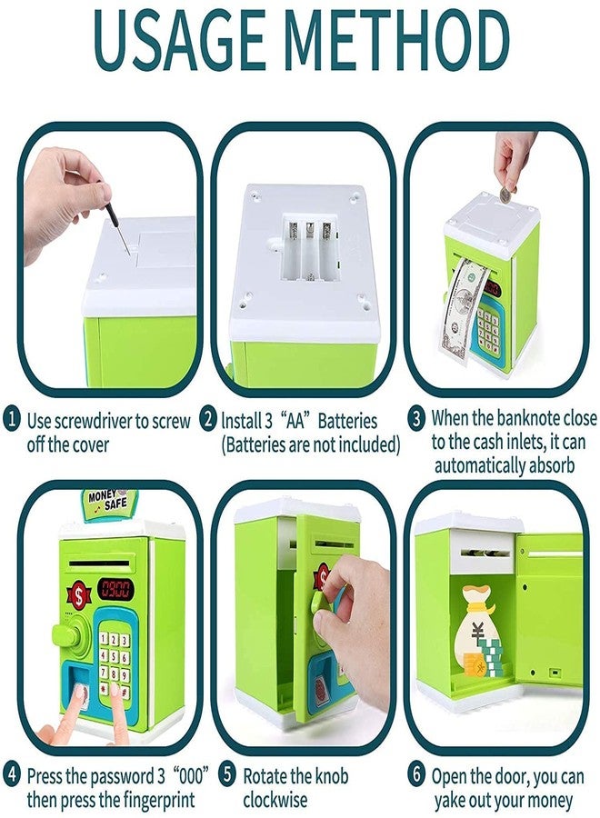 N2K2 ENTERPRISE Fingerprint Sensing Money Saving Piggy Bank Real Cash Coin Box Electronics Security Lock Digital Password Music with Light Gift for Kids - Image 4